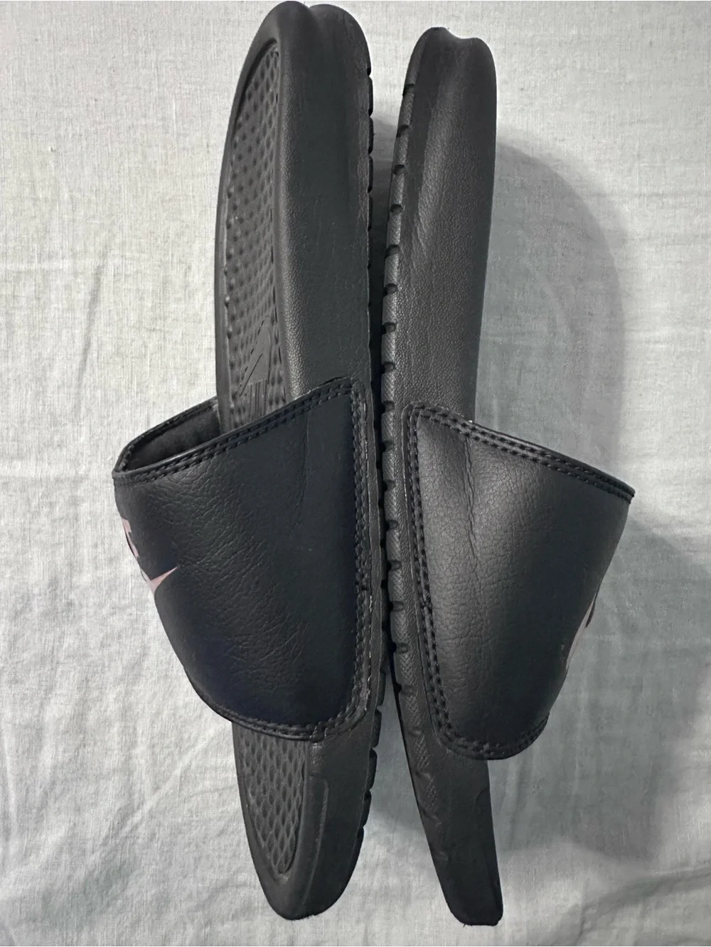 Women's Nike Benassi JDI Slides Black and Rose Gold Colorway Size 8